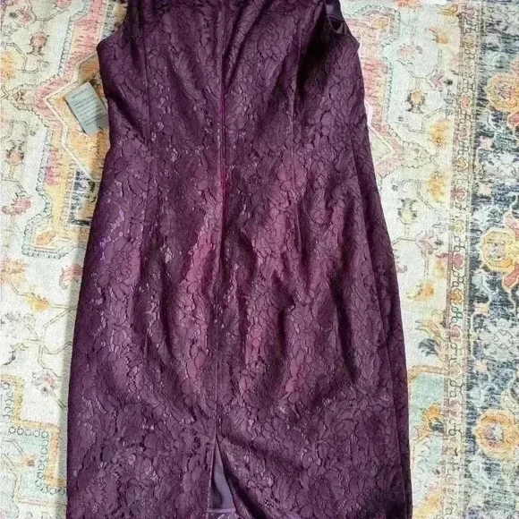 NWT Vince Camuto Plum purple Lace Sheath Dress size 14 - Picture 8 of 10